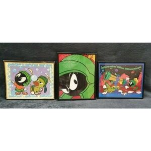 VINTAGE MARVIN THE MARTIAN WALL ART PICTURES 10" X 8" BIG FACE & K-9 DOG